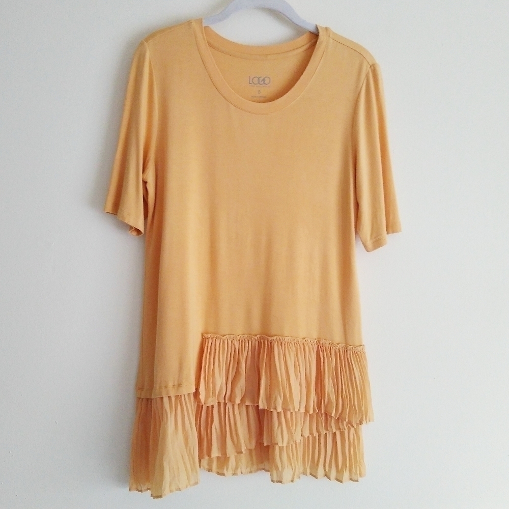 LOGO Lori Goldstein ruffle hem top orange peach - Picture 8 of 8